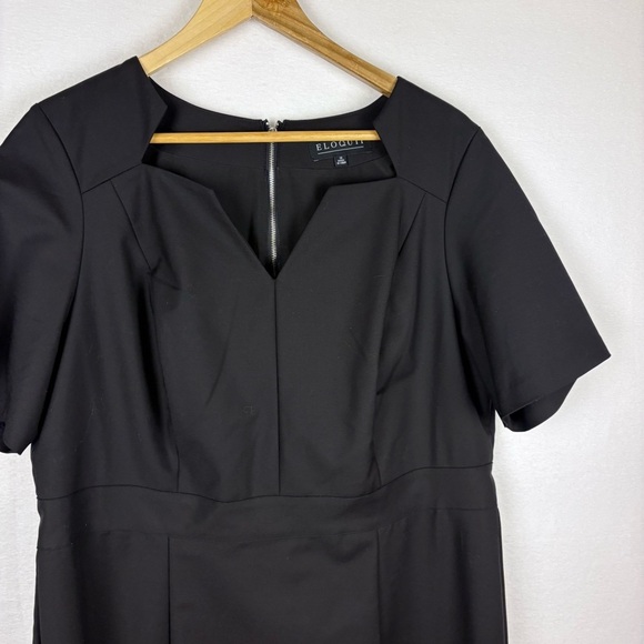 Eloquii Classic Black Short Sleeve Sheath Dress - Picture 3 of 6